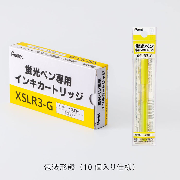 Pentel Handy Line S Xslr3-G 黄色荧光笔（带 10 个墨盒）