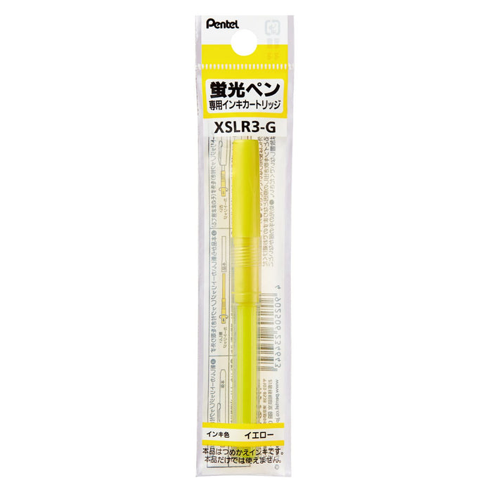 Pentel Handy Line S Xslr3-G 黃色螢光筆，附 10 支墨水匣