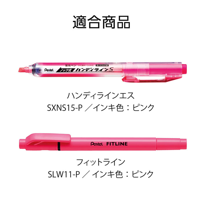 Pentel Handy Line S Pink Highlighter Pen with Xslr3-P Cartridge Pack of 10