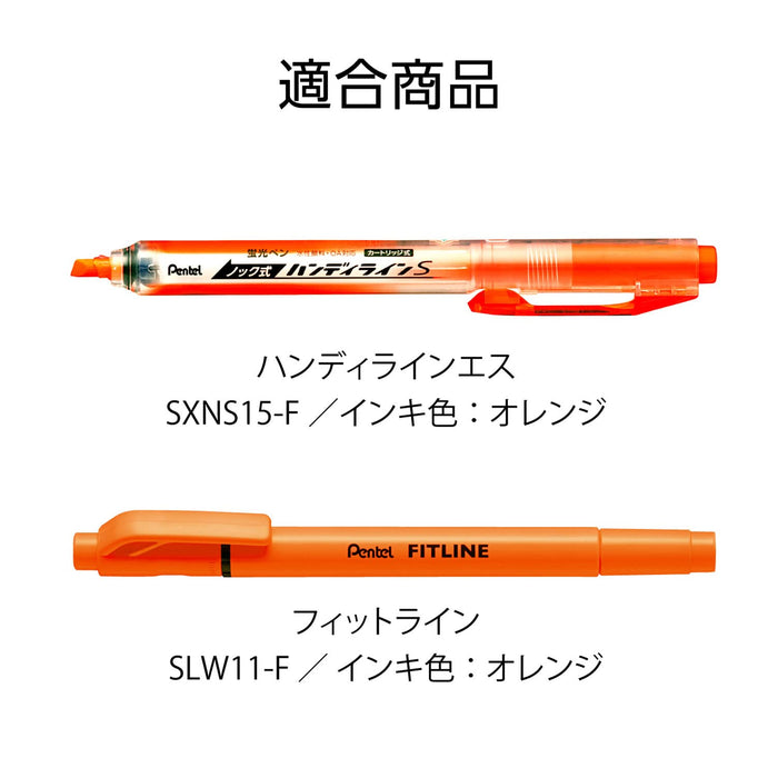 Pentel Handyline S Xslr3-F Orange Highlighter Pen with 10 Cartridges