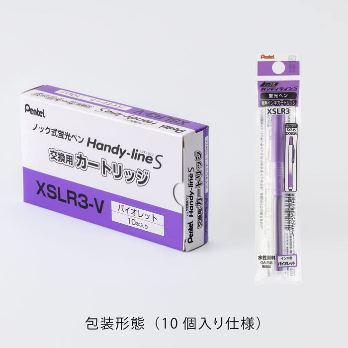 Pentel Handyline S 紫色荧光笔，带 10 个 Xslr3-V 墨盒