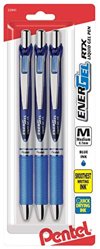 Pentel Energel 0.7 Knock Type Blue Pens Set of 3 - BL77-C