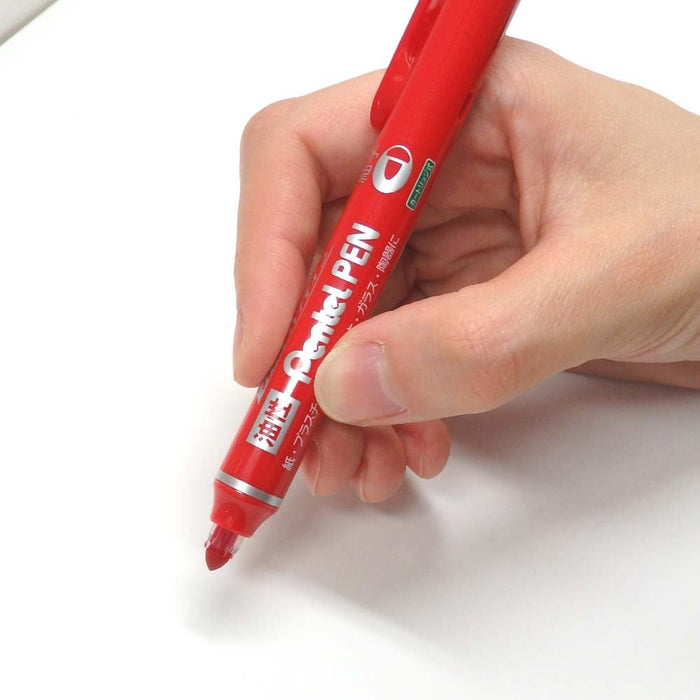 Pentel Fine Point Red Permanent Marker Knock Type Handy S 10 Pieces NXS15-BP-Kiichin - The #1 Place for Japanese Goods in Your Hand!