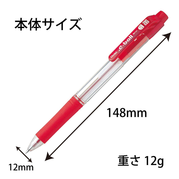 Pentel Dot E Bk127-B Oil-Based 0.7mm Red Ballpoint Pen Pack of 10