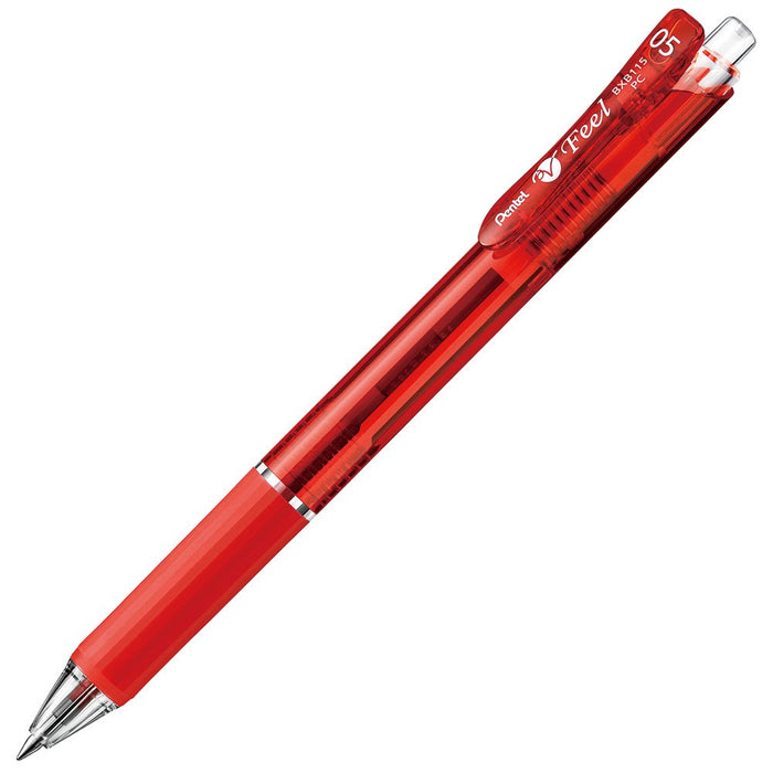 Pentel Feel 0.5 Clear Red 10-Pack Oil-Based Ballpoint Pens Bxb115-B