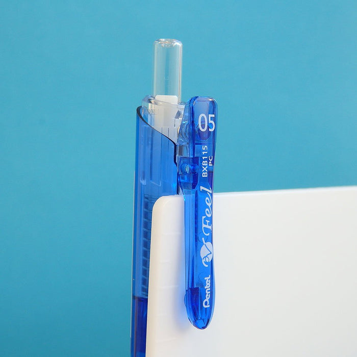 Pentel Bxb115-C Clear Blue Ballpoint Pen Oil-Based 0.5 Tip Pack of 10