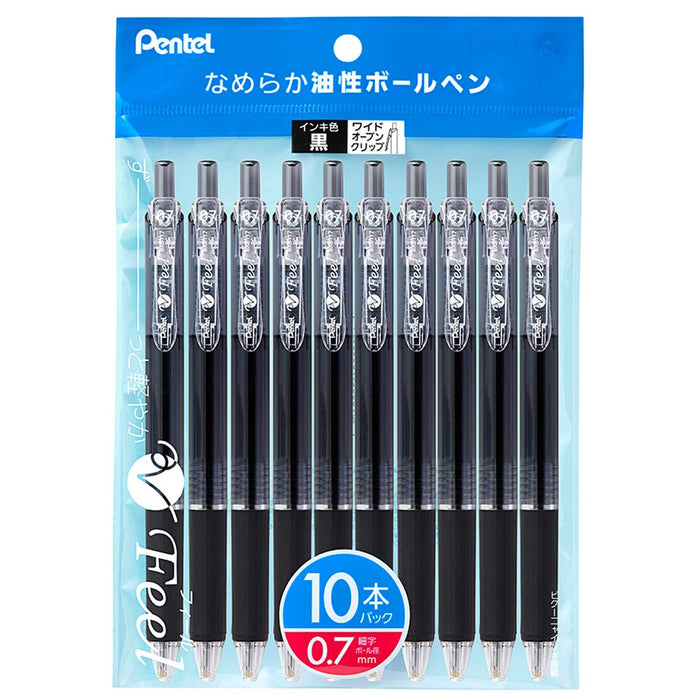 Pentel 10 Pack Clear Black 0.7 Oil-Based Ballpoint Pen XBXB117A10