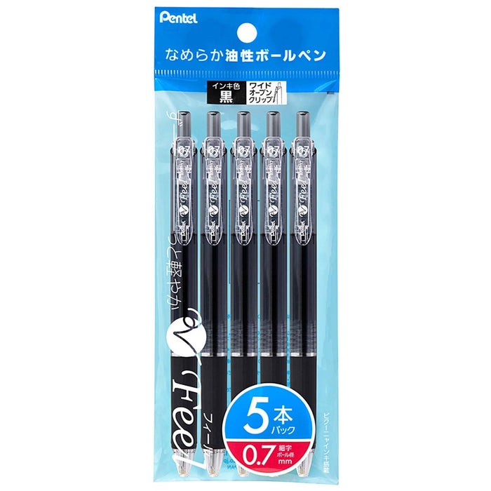 Pentel 0.7 毫米透明黑色油性原子筆 5 支裝 - Feel Xbxb117-A5