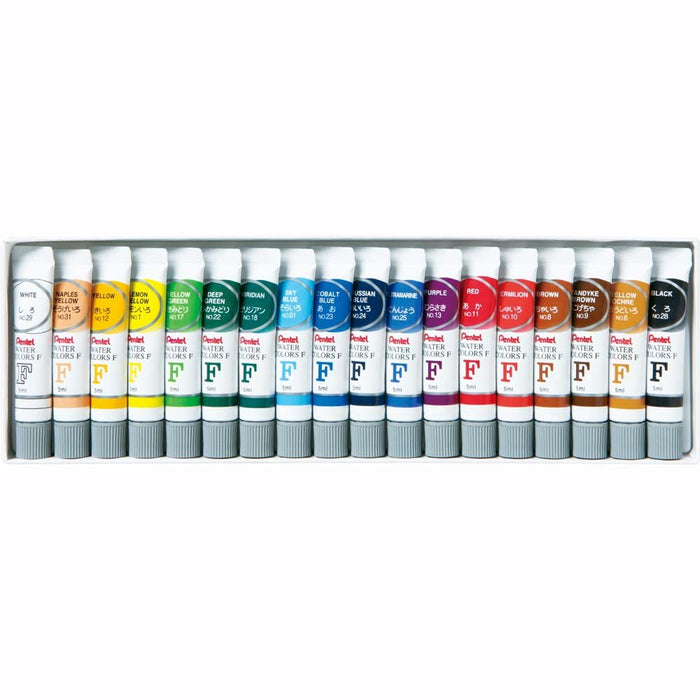 Pentel Paint F Watercolor LamiTube Set of 18 Vibrant Colors WFR-18