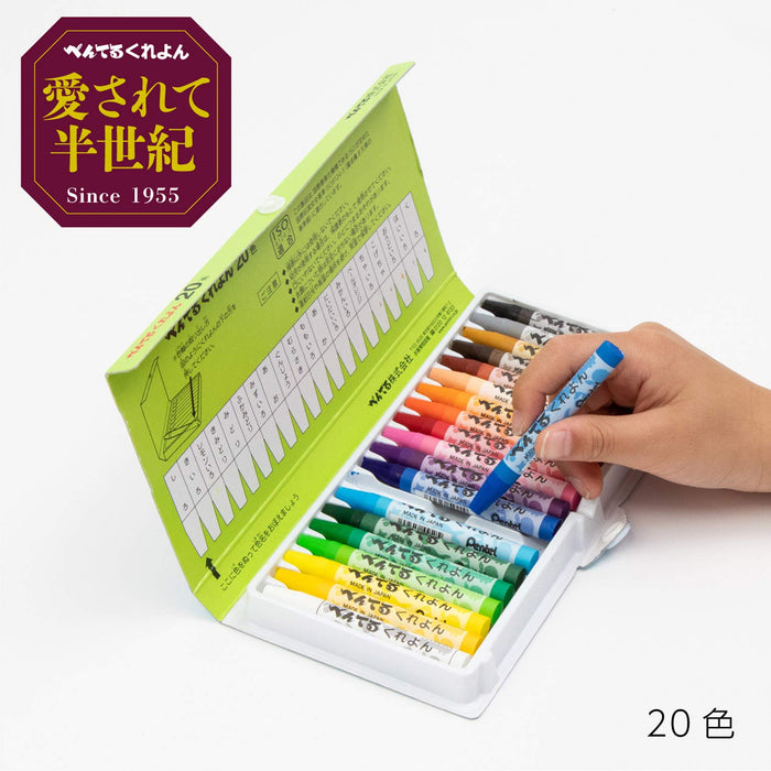 Pentel Kureyon 20-Color Set High-Quality Vibrant Colors by Pentel