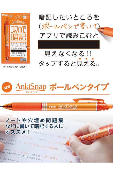 Pentel SMS4-F Orange Ballpoint Pen Smartphone Compatible for Easy Memorization