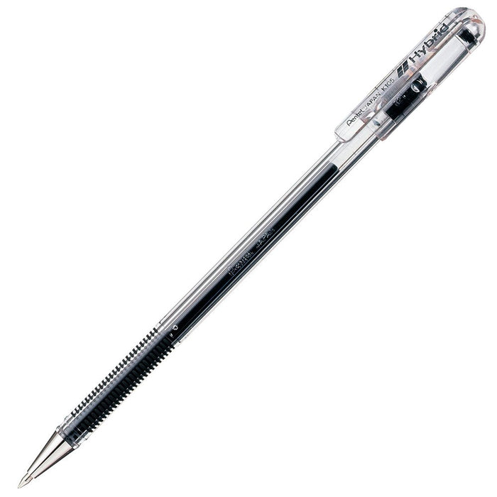 Pentel Hybrid Water-Based 0.5mm Black Ballpoint Pen Pack of 10