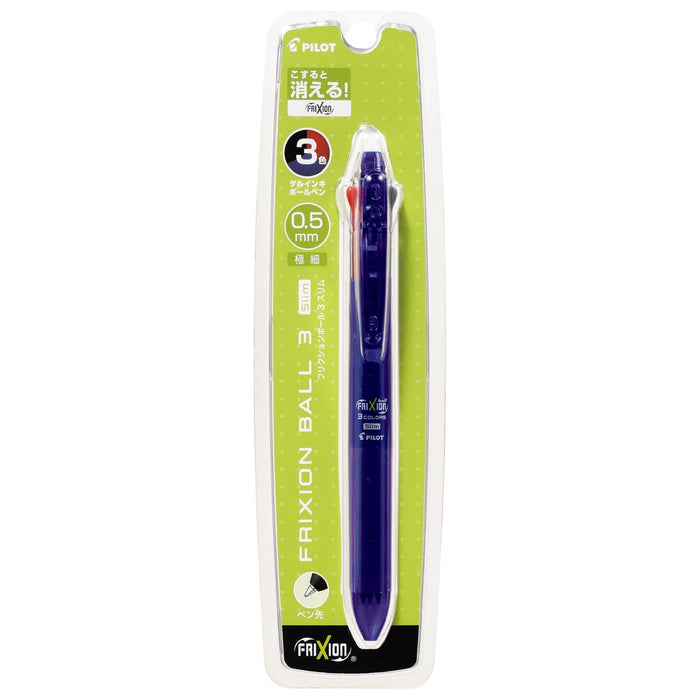 Pilot Frixion Ball 3 Slim 0.5mm 3-Color Blue Ballpoint Pen Disappears When Rubbed