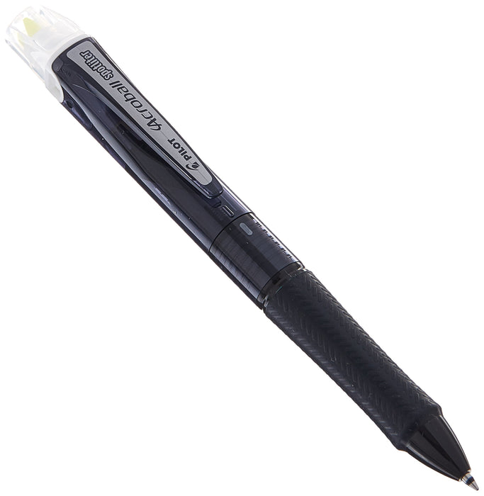 Pilot 3-Color Acroball Pen and Highlighter Black/Red/Blue Ink Clear Body