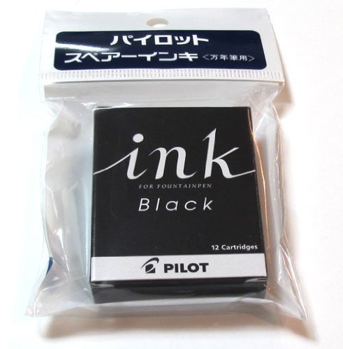 Pilot Black Fountain Pen Ink Cartridge 12 Piece Set (Pirf12Sb)