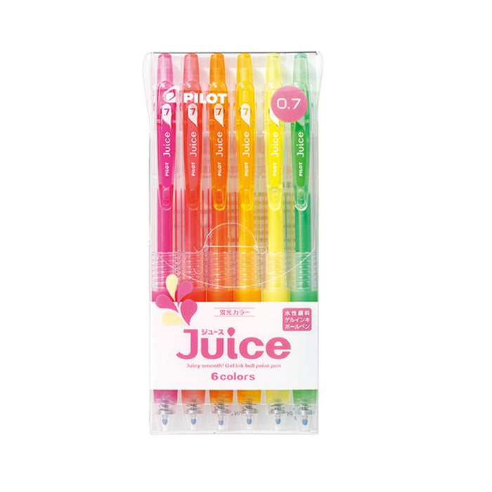 Pilot Juice 0.7 Gel Ballpoint Pen in Fluorescent Colors Set of 6 Lju60F6Ck Model