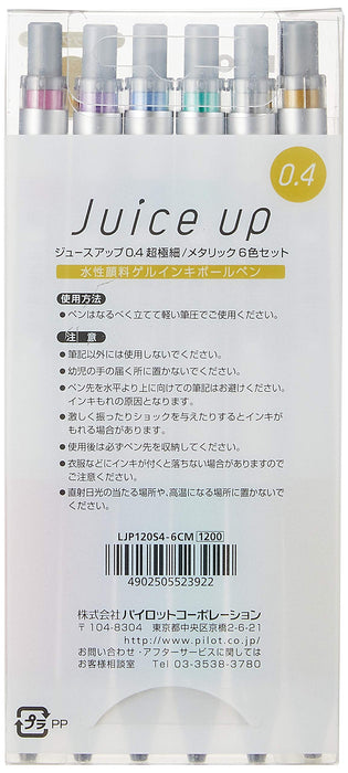 Pilot Juice Up 0.4 Metallic Color Gel Ballpoint Pen Set 6 Colors - Ljp120S4-6Cm