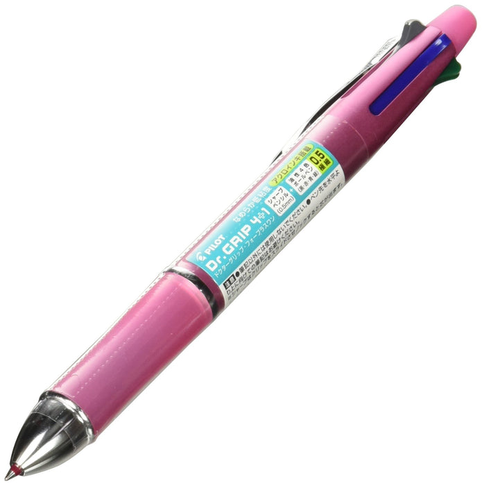 Pilot Dr. Grip 4+1 Multi-Function Pen - 0.7mm Acro Ink Ballpoint & 0.5mm Mechanical Pencil - Black - Shell Pink