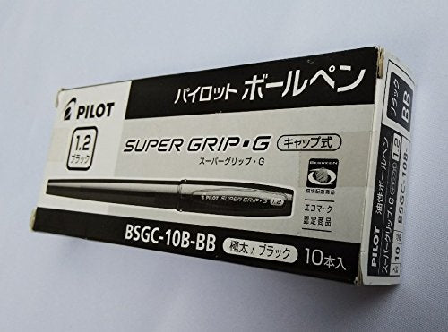 Pilot Super Grip G Cap Type Oil-Based Ballpoint Pen 1.2mm Black Set of 10-Kiichin - The #1 Place for Japanese Goods in Your Hand!
