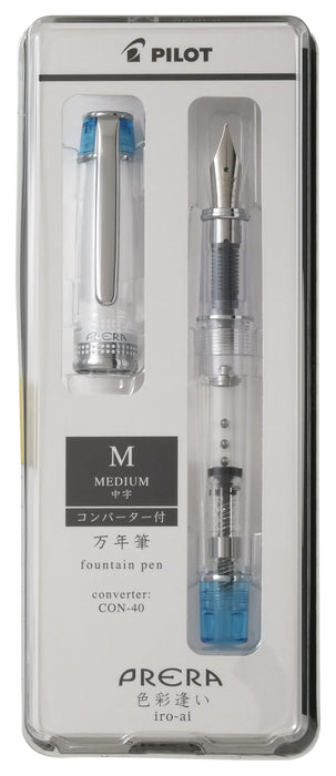 Pilot Prera Shikisaiai Fountain Pen Medium Nib Transparent Light Blue