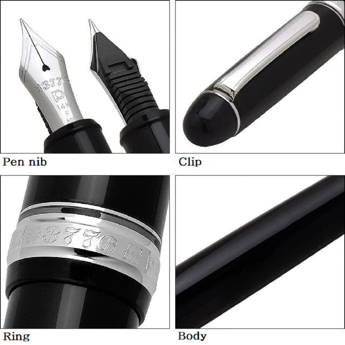 Platinum Pen #3776 Century Fine Point Fountain Pen Rhodium Finish with Black Diamond Love Kanji