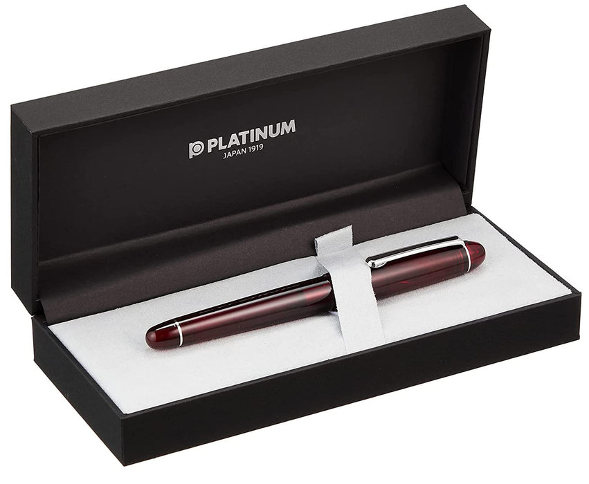 Platinum Pen #3776 Century Burgundy 钢笔，带超细字体和 Kanji Love 贴纸