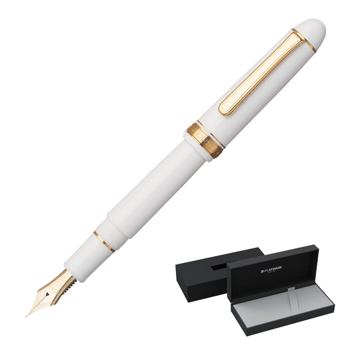 Platinum Fountain Pen #3776 Century - Extra Thick Chenonceau White Model Pnb-15000#2-5