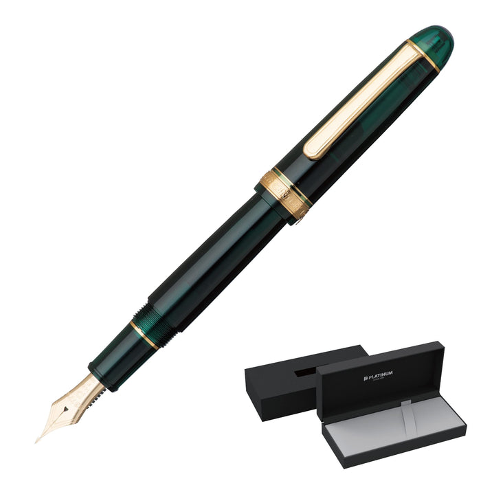 Platinum Fountain Pen - Fine Soft #3776 Century Laurel Green Lightweight 20.5g Size 139.5x15.4mm