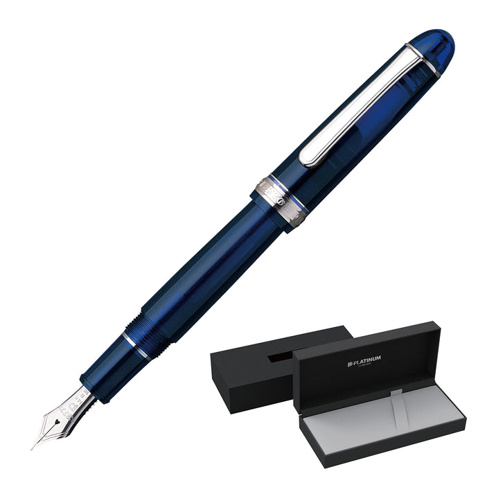 Platinum Fountain Pen - Century Rhodium #3776 Chartres Blue Extra Thick PNB-18000Cr