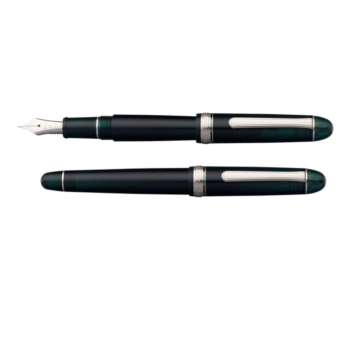 Platinum Fountain Pen - #3776 Century Rhodium Laurel Green Extra Fine #41-1