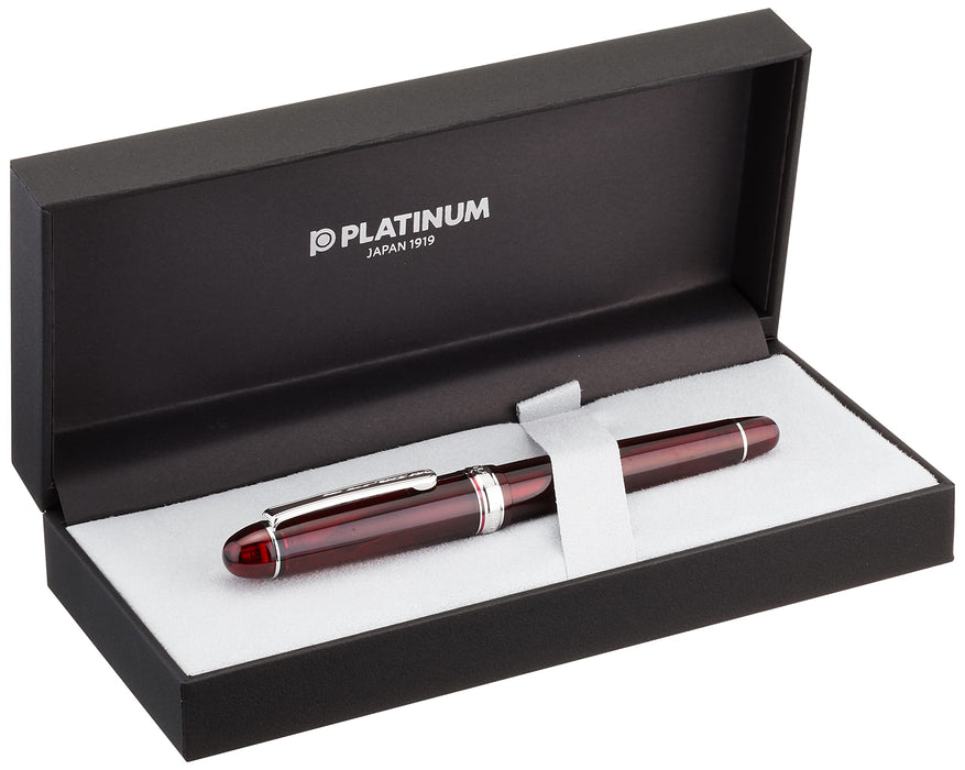 Platinum 3776 Century B Bold Fountain Pen Dual-Use Rhodium Finish Burgundy Color