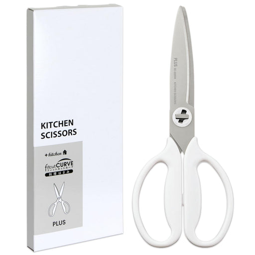 Plus Kitchen Scissors - Dishwasher Safe Sharp Fit Cut Curve Mushroom White-Kiichin - The #1 Place for Japanese Goods in Your Hand!