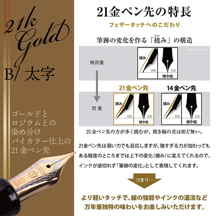 Sailor Professional Gear Gold Bold Black Fountain Pen Model 11-2036-620