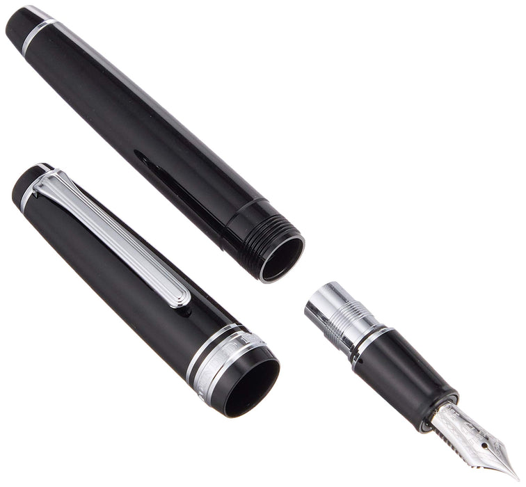 Sailor Professional Gear Slim Black Silver Medium Fine Fountain Pen 11-1222-320