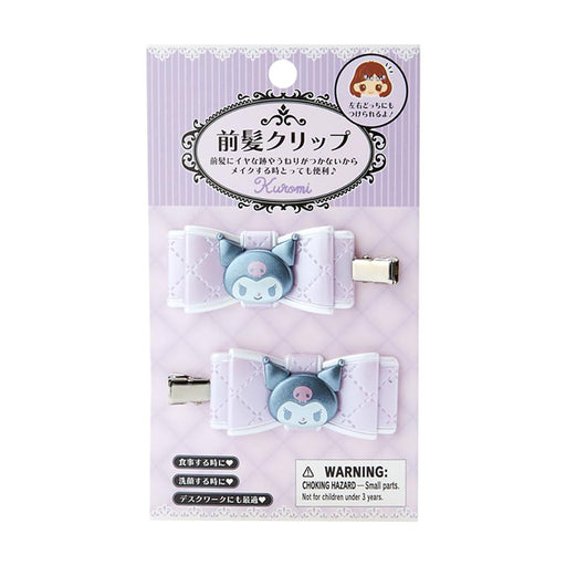 Sanrio Kuromi Character Bangs Clip Quilt Ribbon Hair Clip 2.5x5.5x0.7 cm-Kiichin - The #1 Place for Japanese Goods in Your Hand!