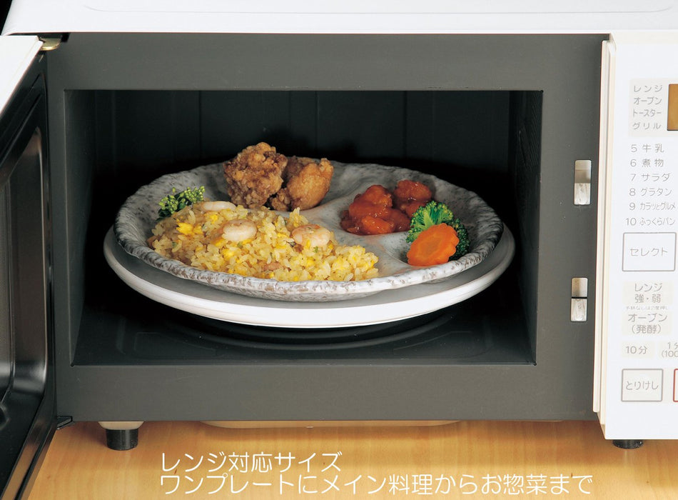 Santo Ceramic Divided Plate Blue Leaves Microwave Safe Japan Made 12212