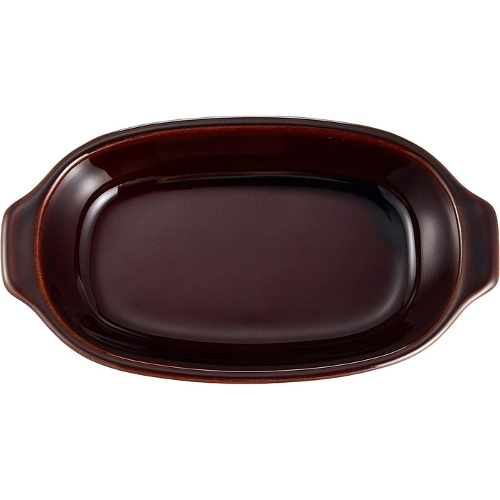 Santo Banko-Yaki Gratin Dish Single-Serve Oval 21cm Heat-Resistant Brown Japan