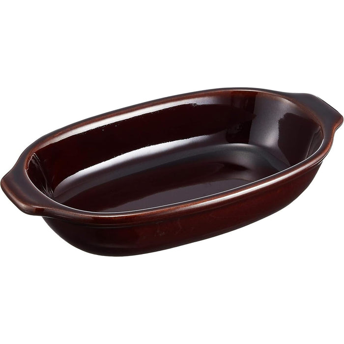 Santo Banko-Yaki Gratin Dish Single-Serve Oval 21cm Heat-Resistant Brown Japan