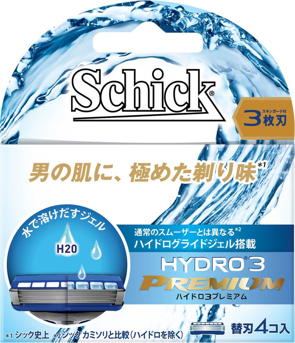 Schick Hydro 3 Premium 3-Blade Replacement Blade Pack 4 Pieces