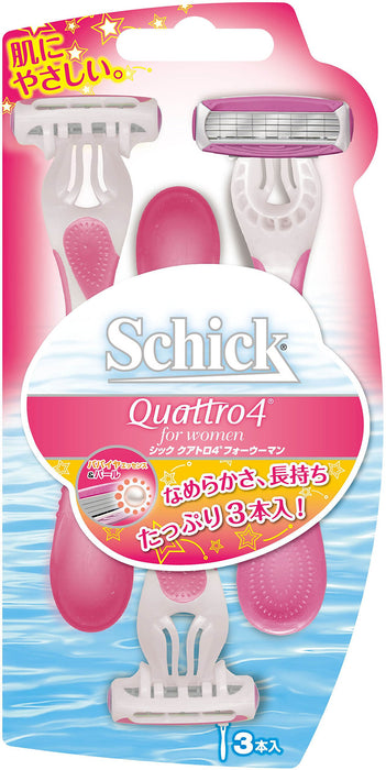 Schick Quattro 4 Body Disposable Women's Razor with Safety Wire Pack of 3-Kiichin - The #1 Place for Japanese Goods in Your Hand!
