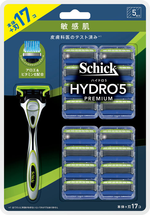 Schick Hydro 5 敏感肌膚刮鬍刀帶支架和 16 片刀片銀色 - 男士刮鬍套裝