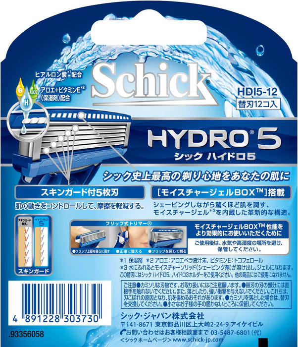 Schick Hydro 5 Razor Refill Pack - 12 Replacement Blades