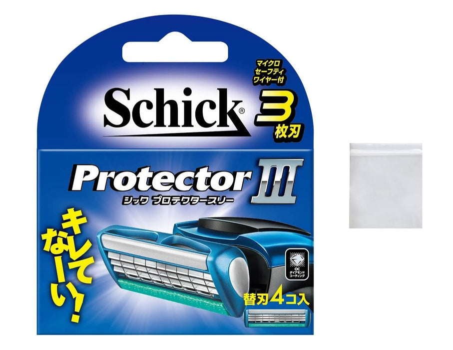 Schick Protector Three - 3 Blade Replacement Pack (4 Pcs) with Portable Bag