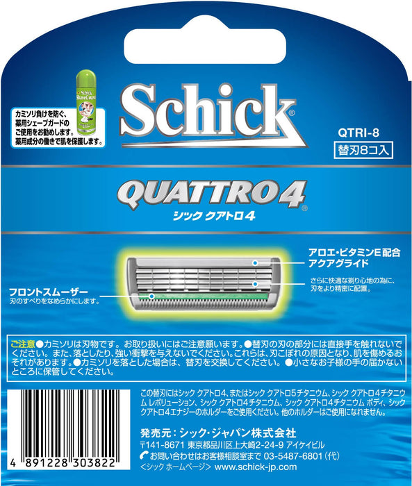 Schick Quattro 4-Blade Replacement Blades Pack of 8 by Schick