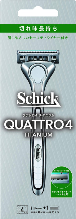 Schick Quattro 4 Titanium Razor with German Replacement Blade - Safety Wire Included