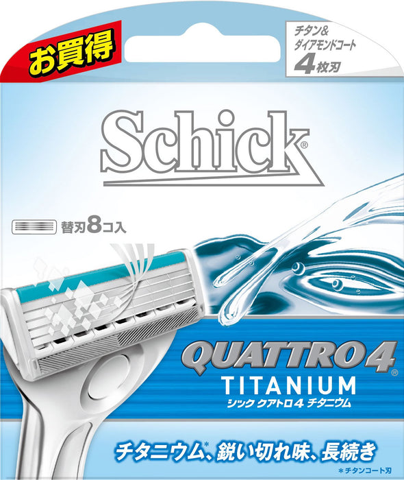 Schick Quattro Titanium 4 Blade Replacements Pack of 8