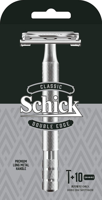 Schick Classic Silver Double Edge Shaving Razor with 10 Extra Blades