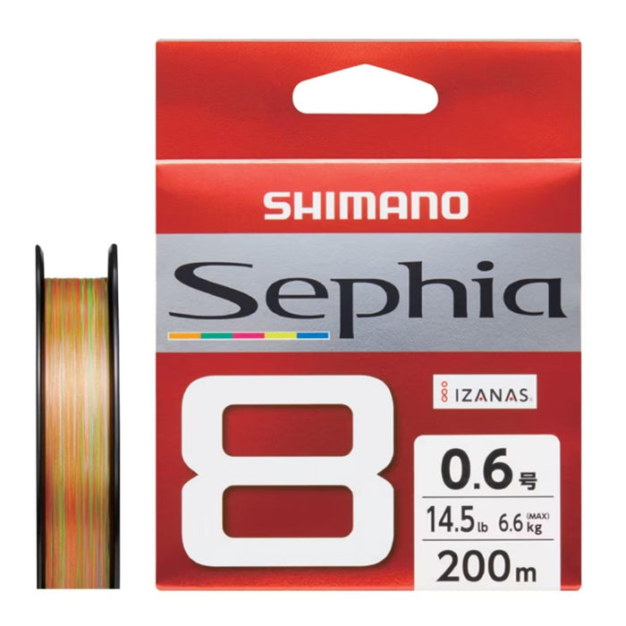 Shimano 8 股 PE 线 Sephia 200M 0.6 毫米 5 种颜色