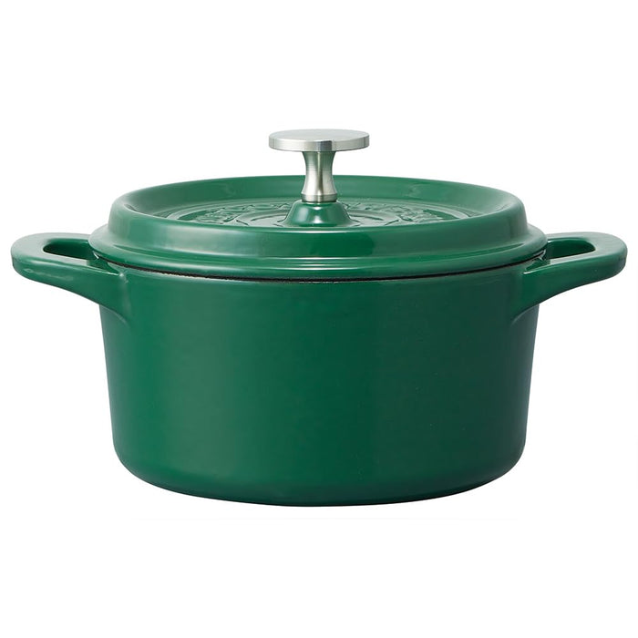 Skater Ih Compatible Iron Cocotte Pot 16cm Leaf Green Double Handle Enameled