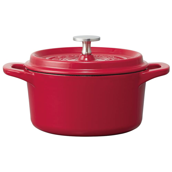 Skater Ih Compatible 16Cm Enameled Cocotte Pot in Paprika Red Iron Cooking Pot
